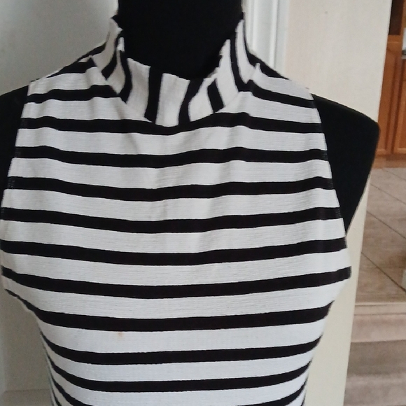 Dynamite Black and White Striped Midi Dress - Picture 3 of 11